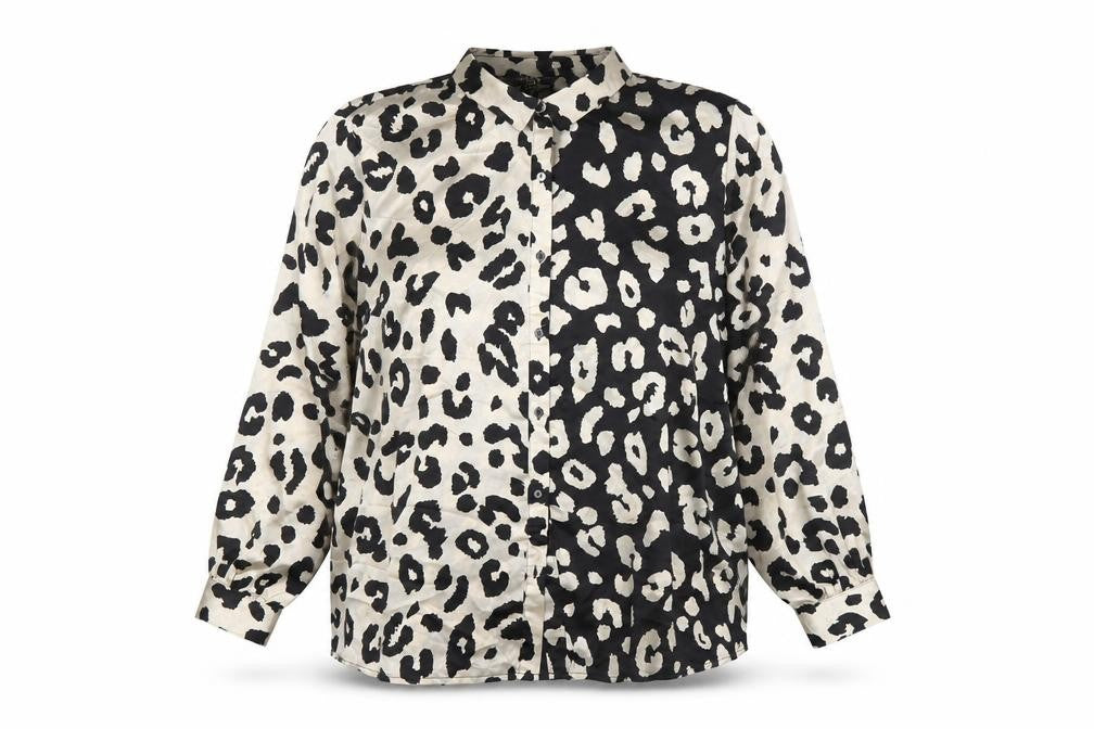 Lipsy Women's Black Animal Print Button-Up, Size 20