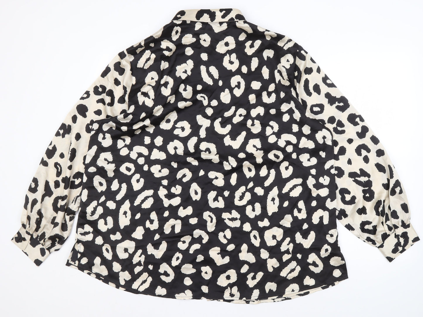 Lipsy Women's Black Animal Print Button-Up, Size 20