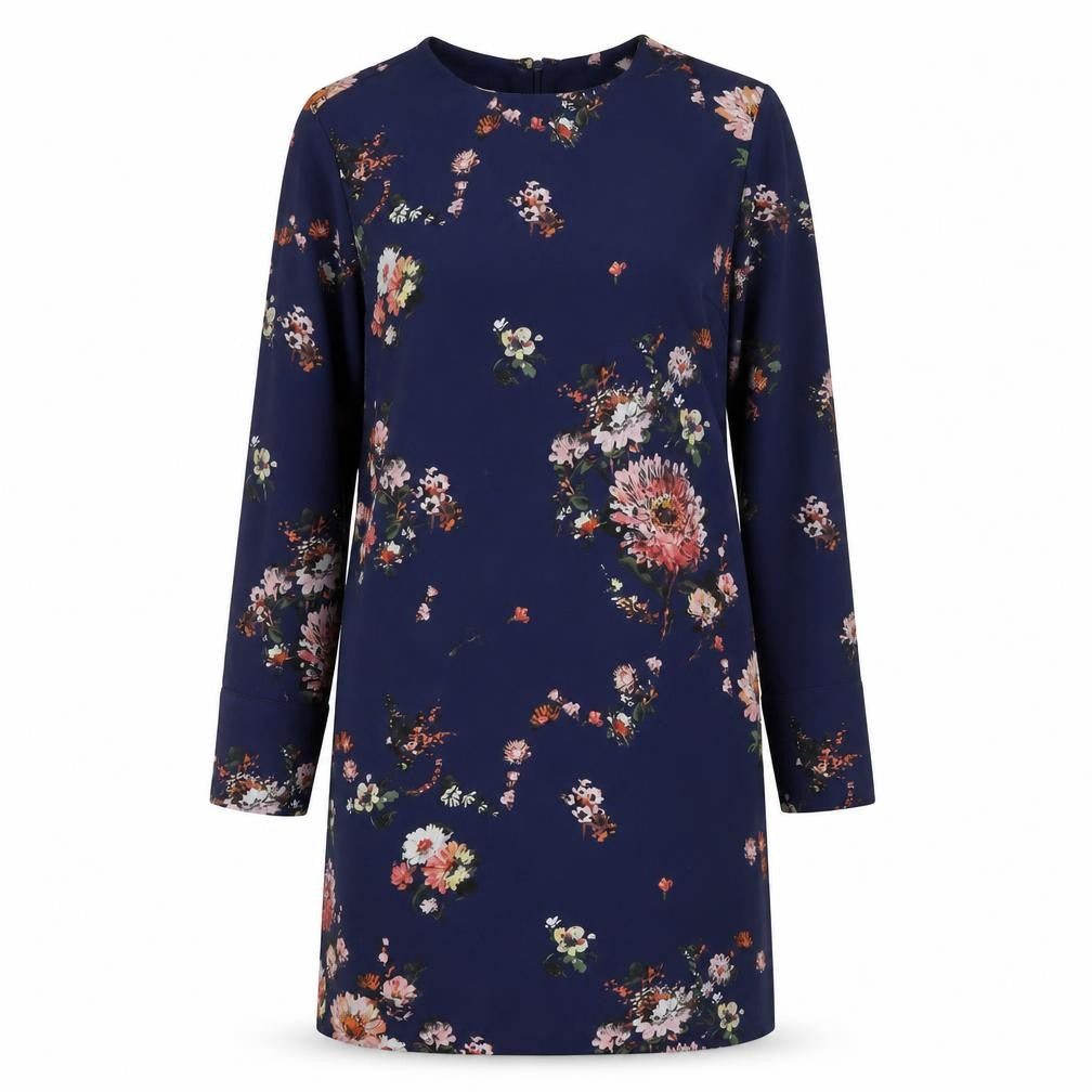 Warehouse Women's Blue Floral Shift Dress Size 14