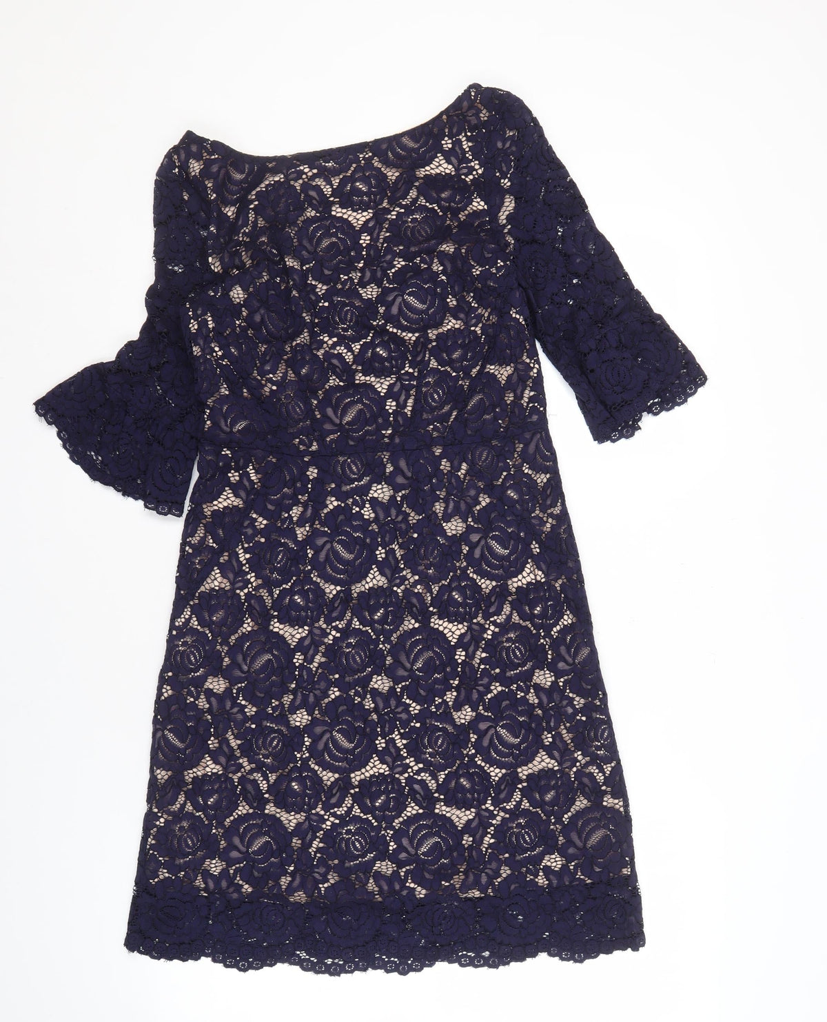 Oasis Women’s Blue Lace Sheath Dress Size 12