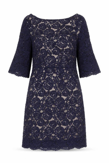 Oasis Women’s Blue Lace Sheath Dress Size 12