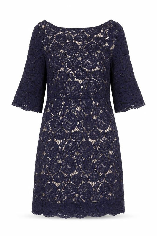 Oasis Women’s Blue Lace Sheath Dress Size 12