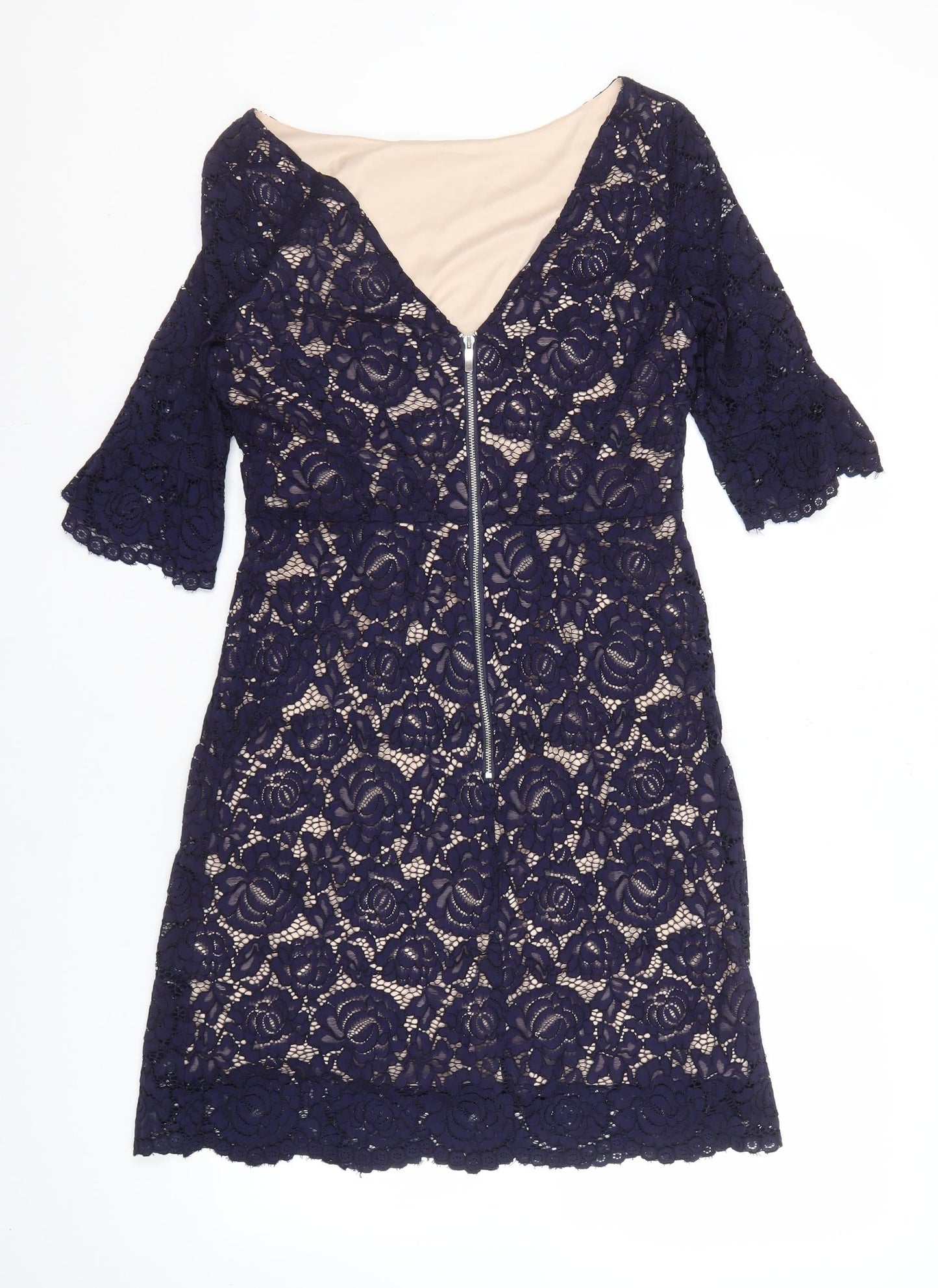 Oasis Women’s Blue Lace Sheath Dress Size 12