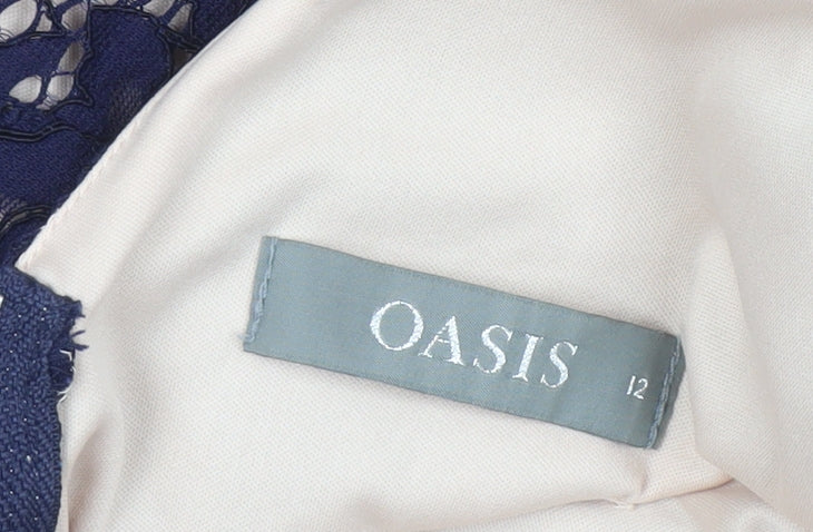 Oasis Women’s Blue Lace Sheath Dress Size 12
