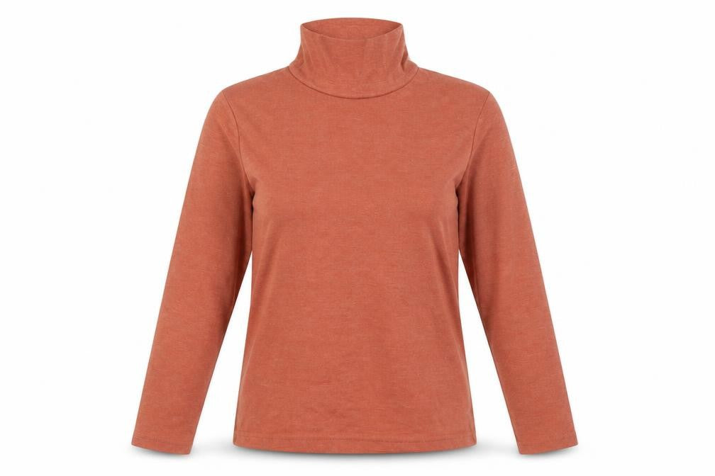 ISLE Women's Brown Roll Neck Long Sleeve Top, Size S