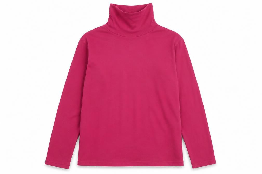 Isle Essentials Women's Red High Neck Long Sleeve Top