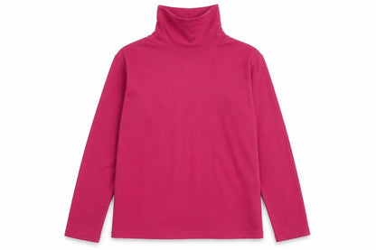 Isle Essentials Women's Red High Neck Long Sleeve Top