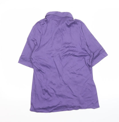 Back view of Jaeger Women's Purple Button-Up Shirt, size 10