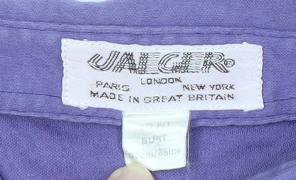 Close-up detail of Jaeger Women's Purple Button-Up Shirt, size 10