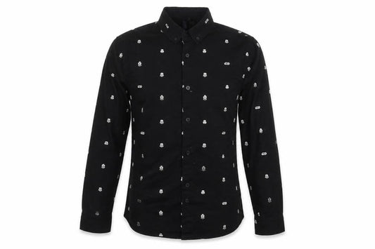 H&M Men Black XS Star Wars Collared Long Sleeve Shirt