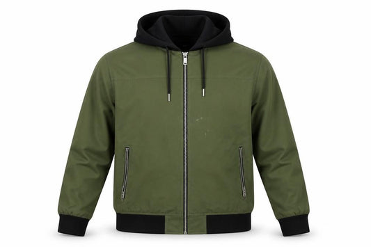 River Island Men's Green Bomber Jacket L - Casual, Hooded, Zip