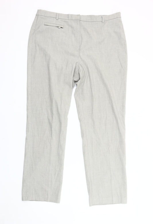 Marks and Spencer Women's Grey Trousers Size 16, Belted