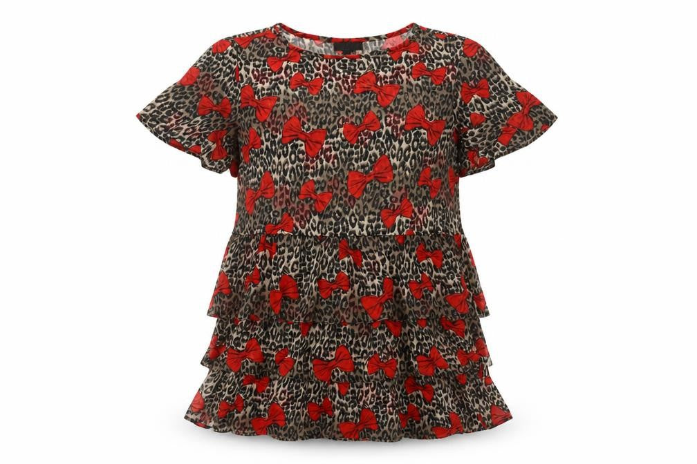 Topshop Women's Animal Print Bow Blouse, Size 12