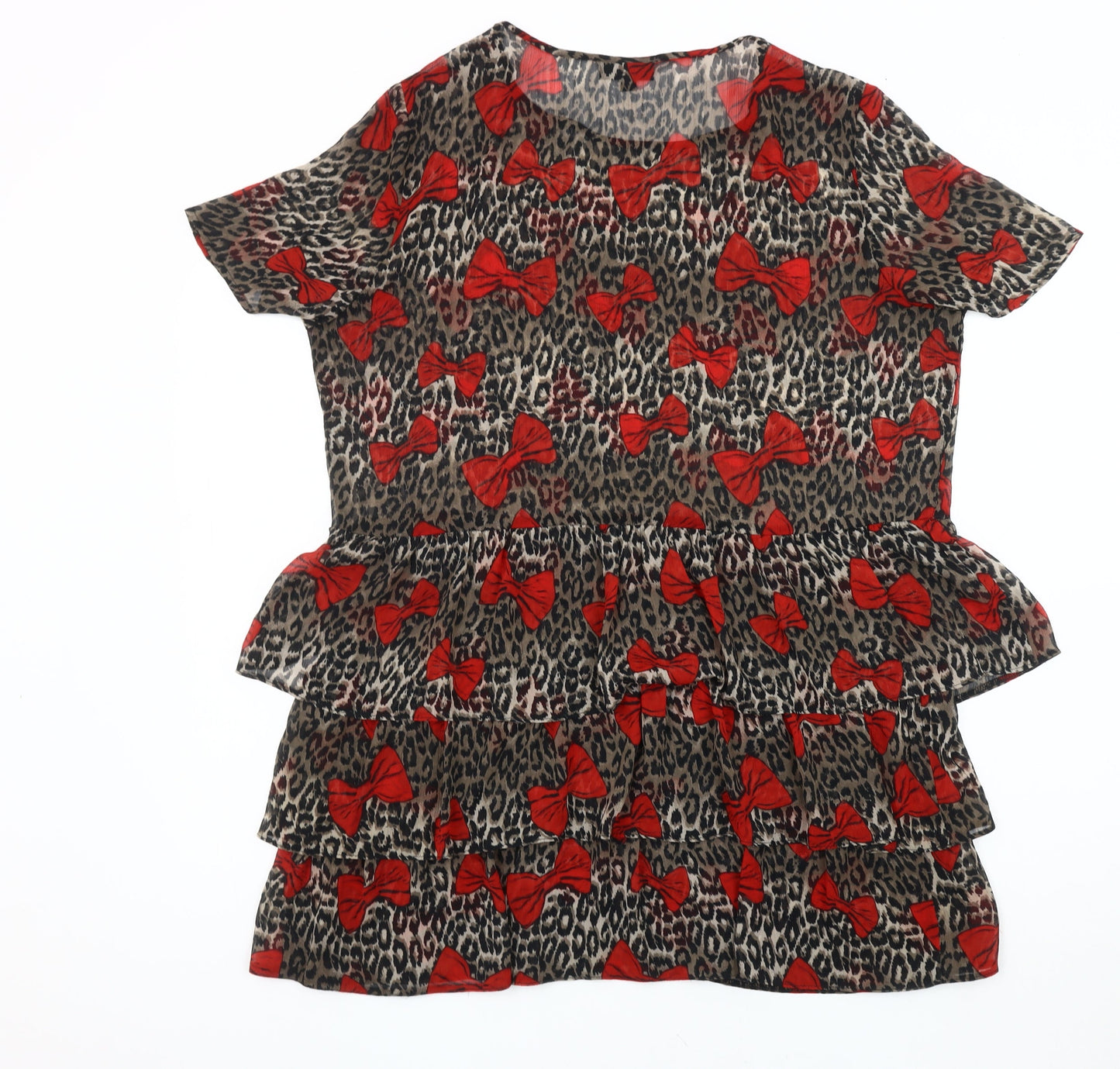 Topshop Women's Animal Print Bow Blouse, Size 12