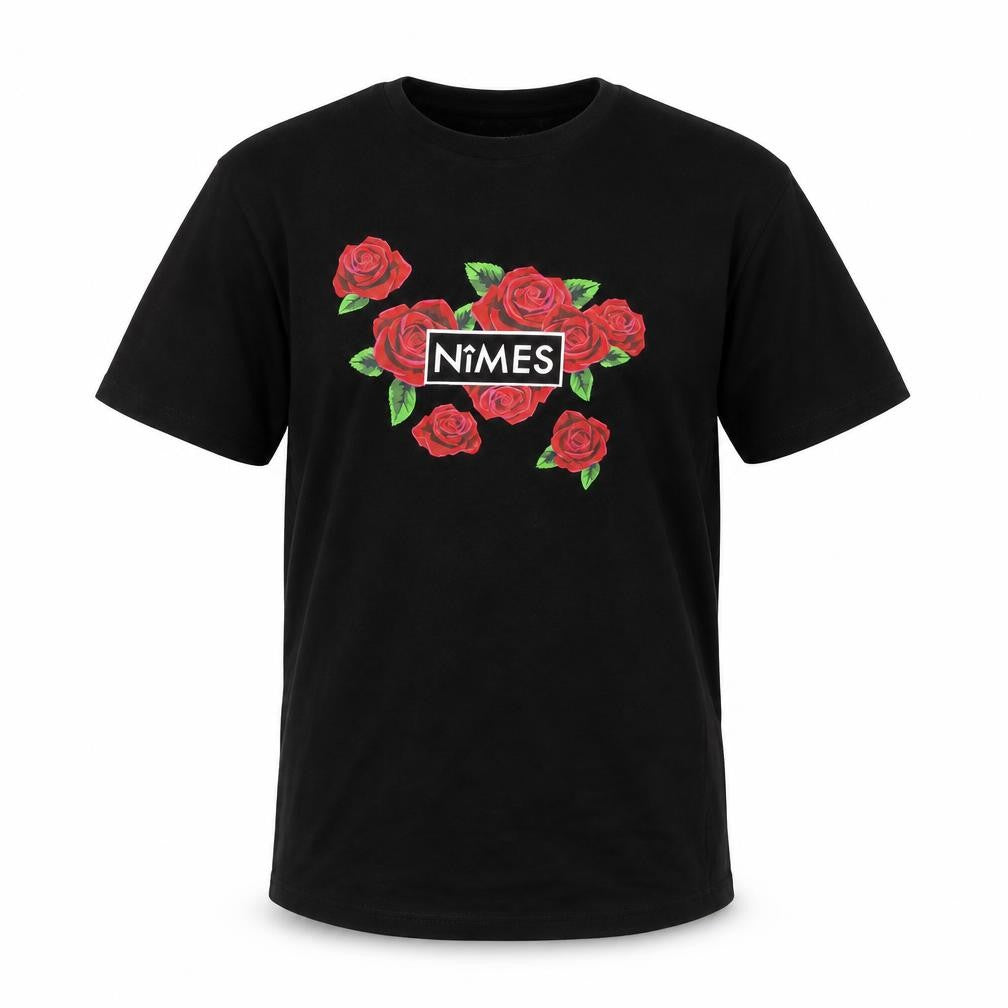 Nîmes Men's Black Rose Graphic T-Shirt