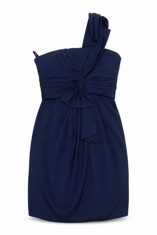 BCBGMAXAZRIA Women's Blue One Shoulder Dress, Size 10, Party Style