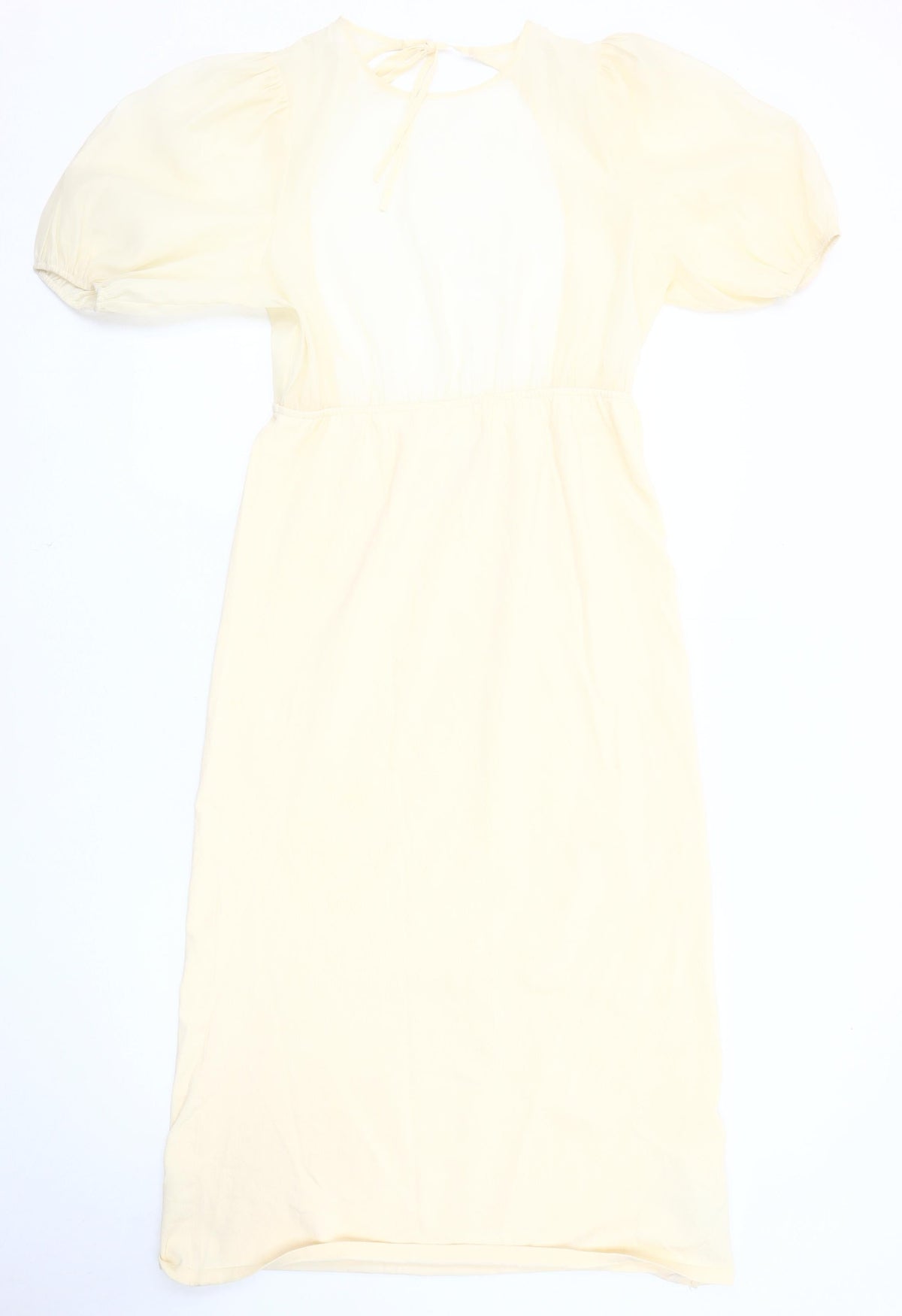 Zara Women’s Ivory Midi Dress, Size 12, Puff Sleeves