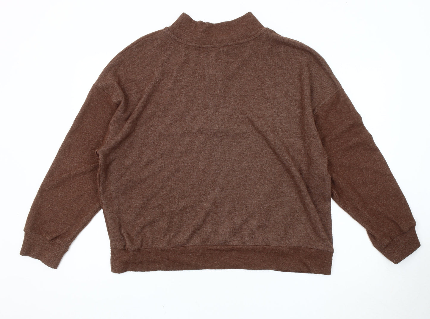 ASOS Men's Brown Pullover Sweatshirt M 1/4 Zip High Neck