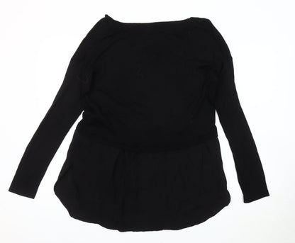 Zara Women's Black Long Sleeve Knit Jumper - Size Small