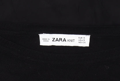 Zara Women's Black Long Sleeve Knit Jumper - Size Small