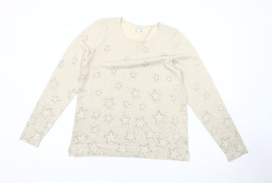 Monsoon Women's Beige Star Knit Pullover Jumper M