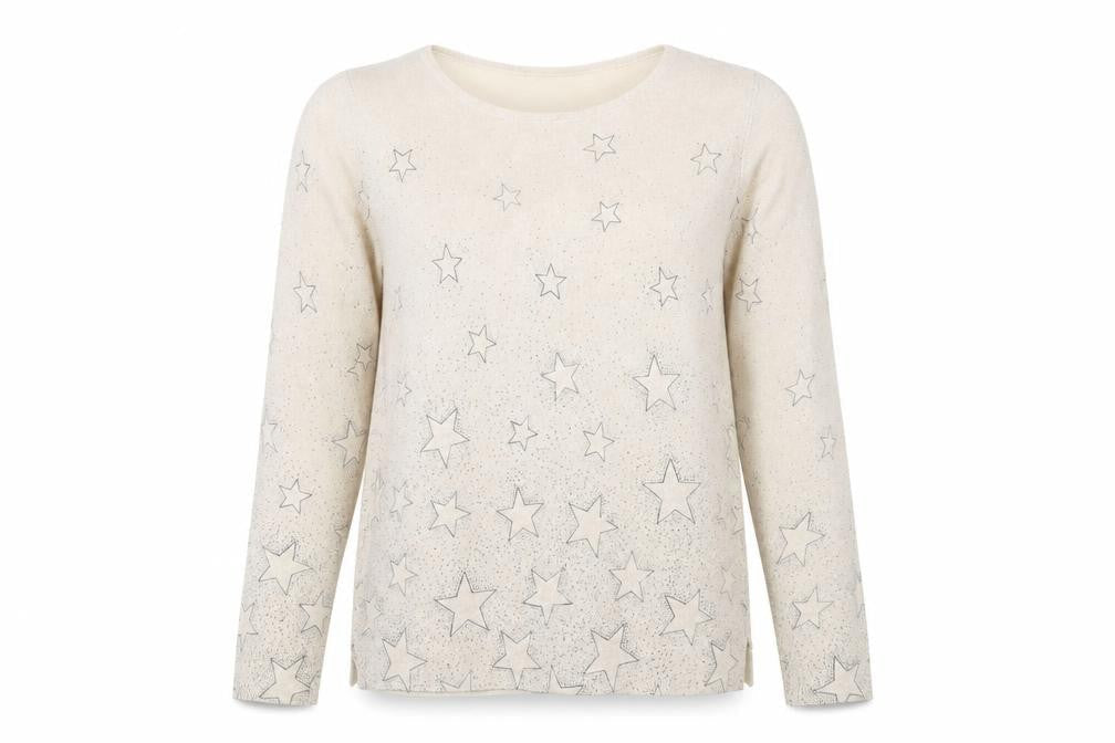 Monsoon Women's Beige Star Knit Pullover Jumper M