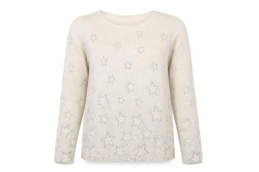 Monsoon Women's Beige Star Knit Pullover Jumper M