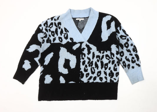Next Women's Black Blue Cardigan L, Animal Print