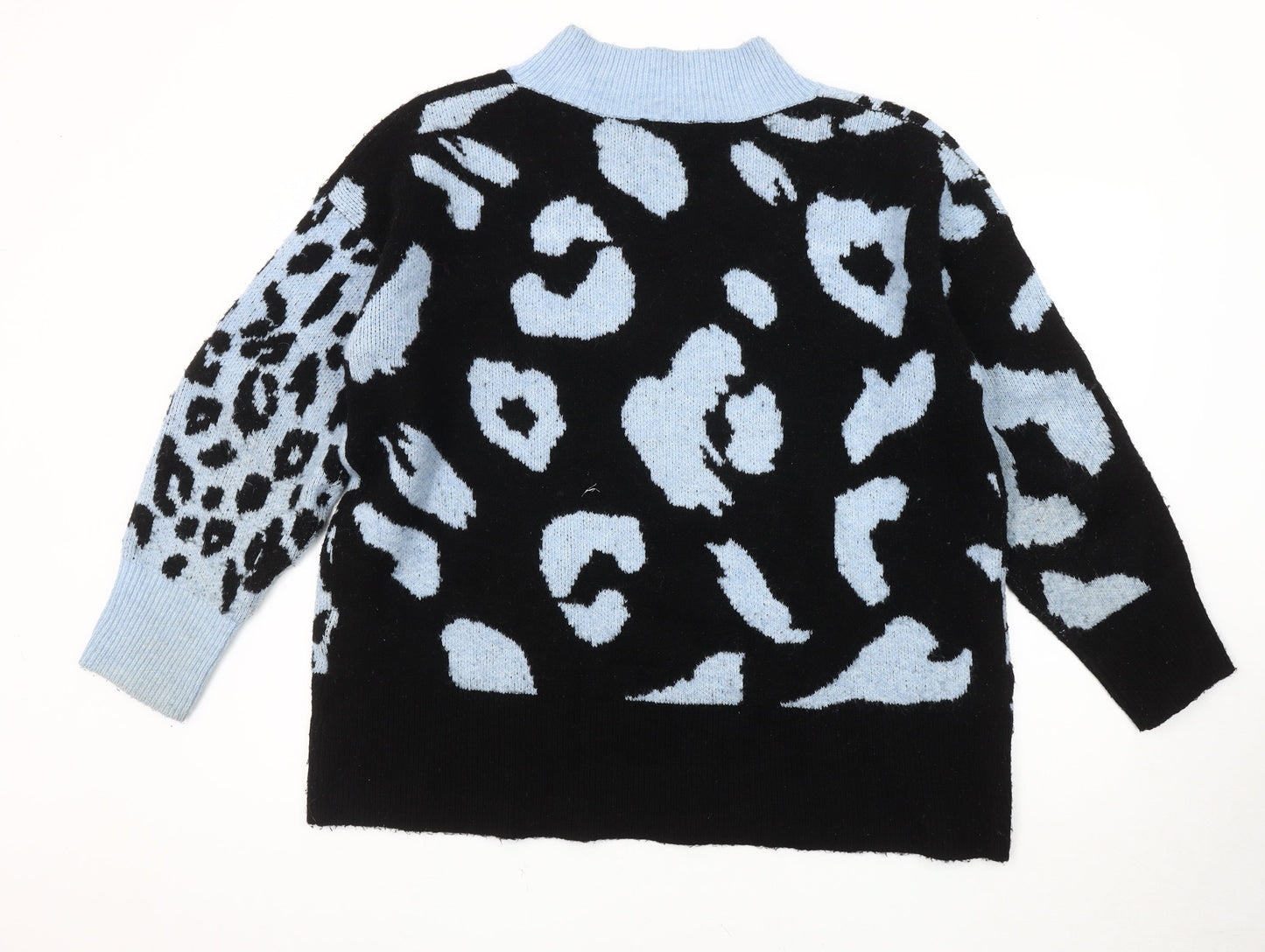 Next Women's Black Blue Cardigan L, Animal Print