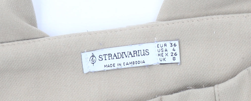 Stradivarius Women's Beige Trousers, Size 8, Straight Leg