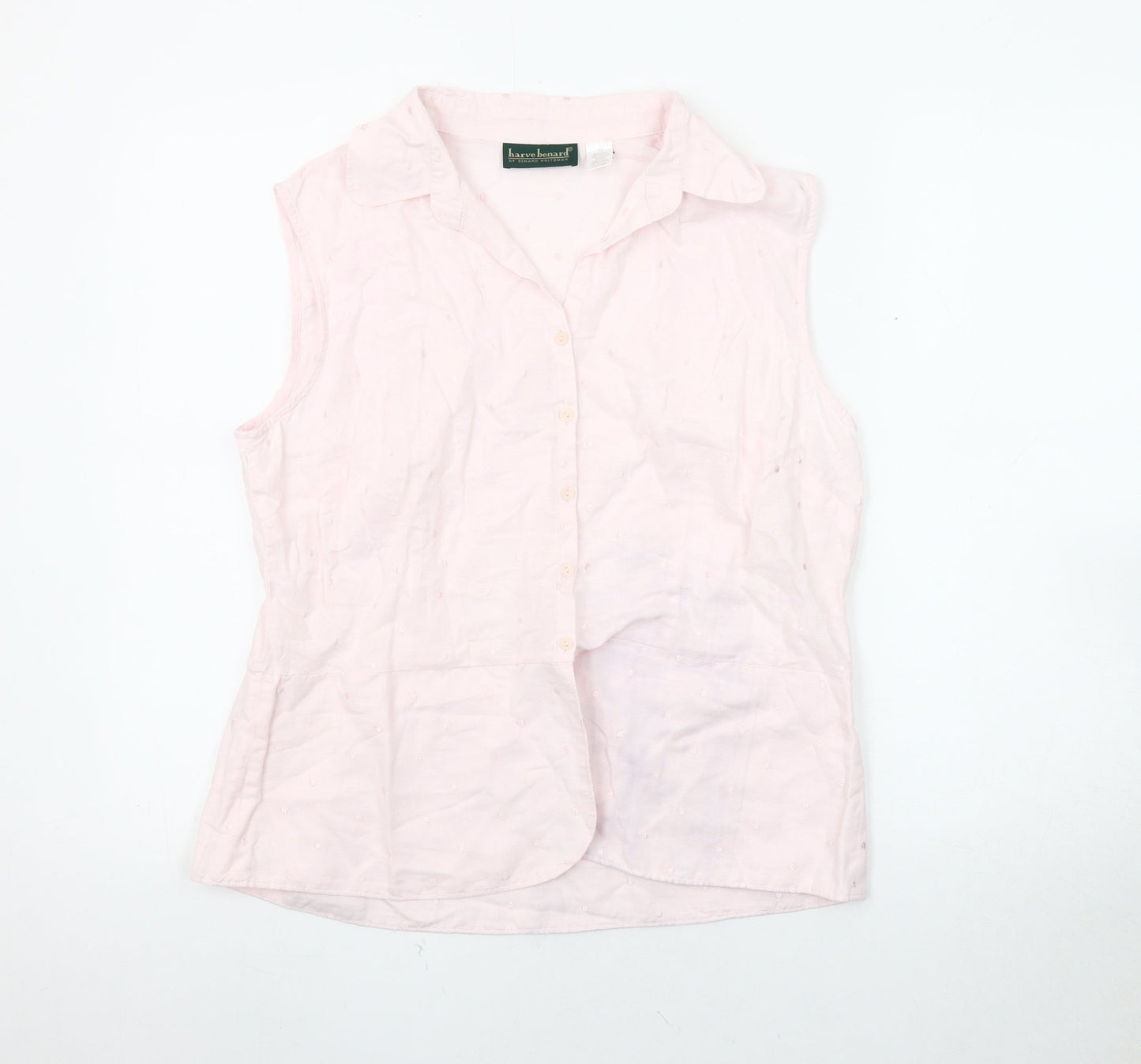 Harve Benard Women's Pink Linen Cotton Sleeveless Blouse XL