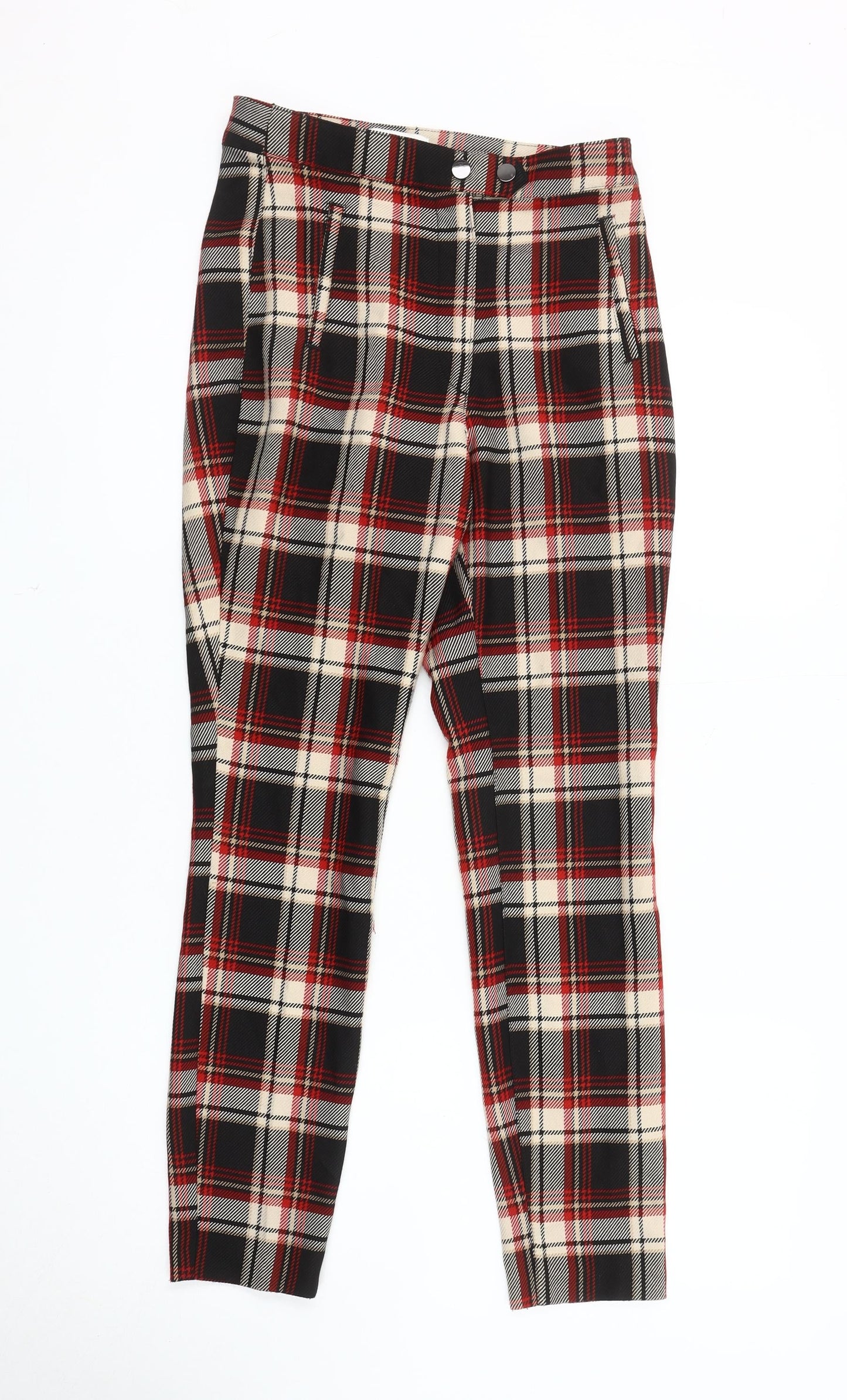 H&M Women's Multicoloured Plaid Trousers Size 8