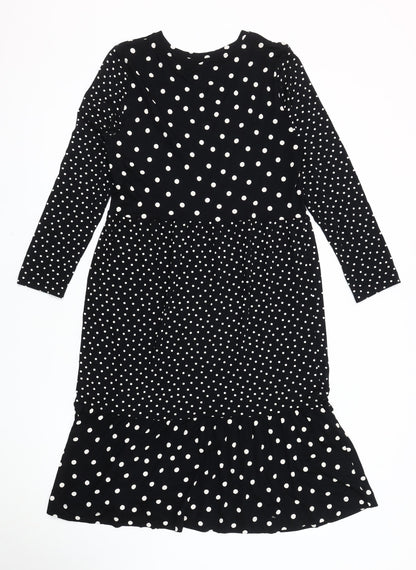 Marks & Spencer Women's Black Polka Dot Dress Size 12