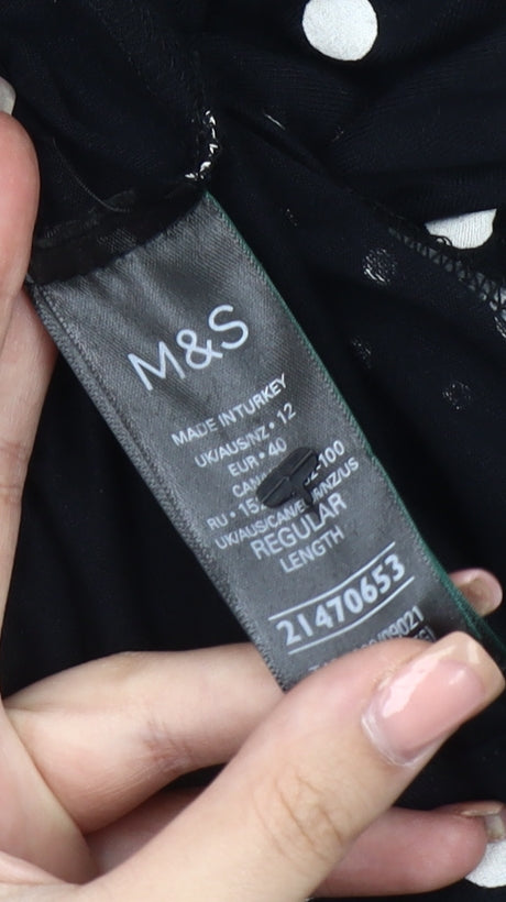 Marks & Spencer Women's Black Polka Dot Dress Size 12