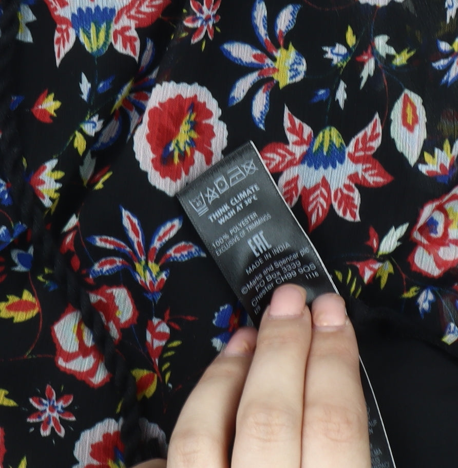 Marks & Spencer Women's Black Floral Dress, Size 12