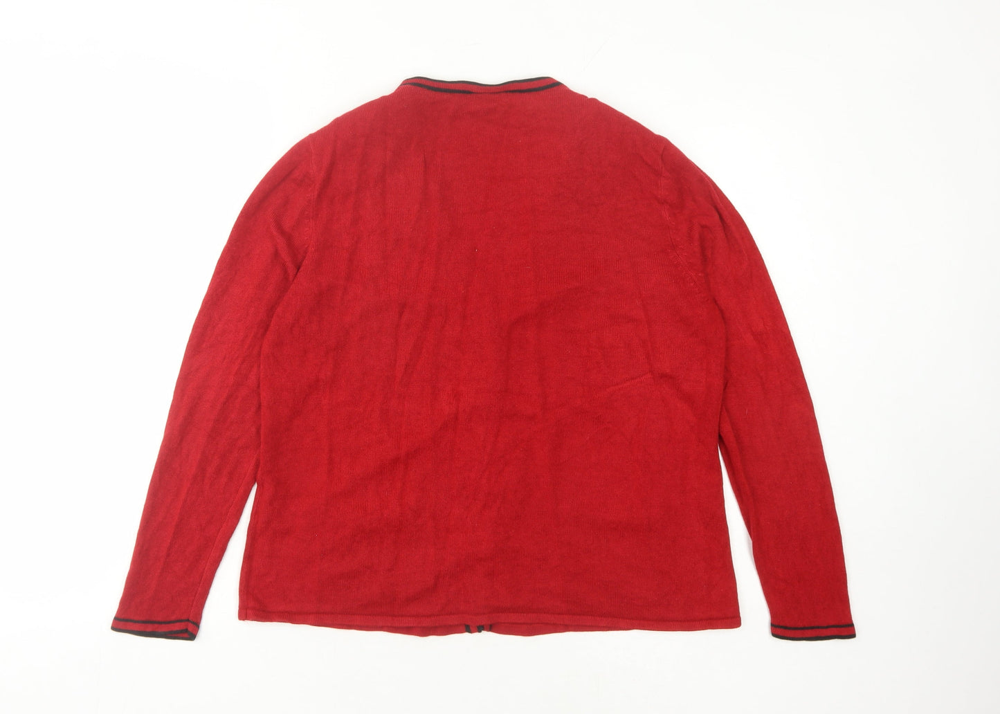 Eastex Women's Red Cardigan Size 12 V-Neck Knit