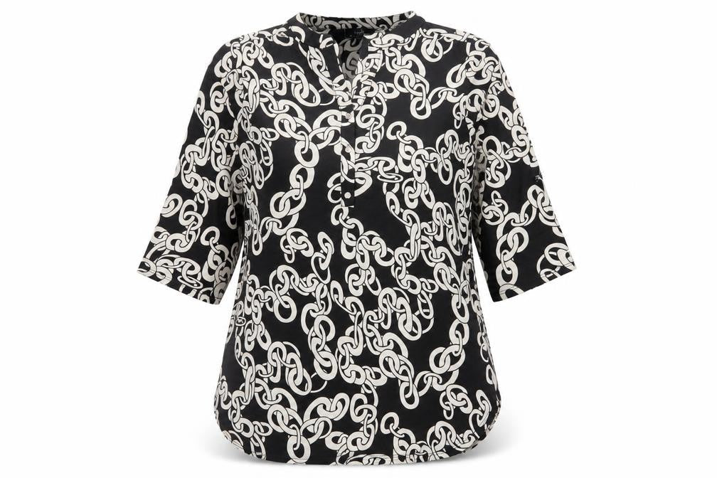 Wallis Women's Black Geometric Blouse M Casual