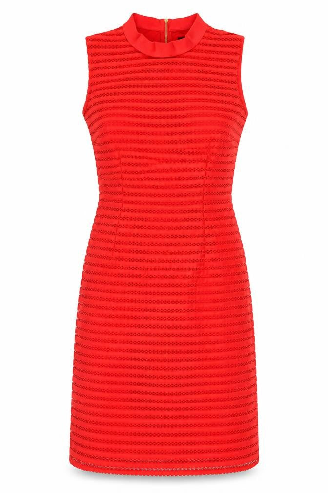 Oasis Women's Red Sleeveless High Neck Dress