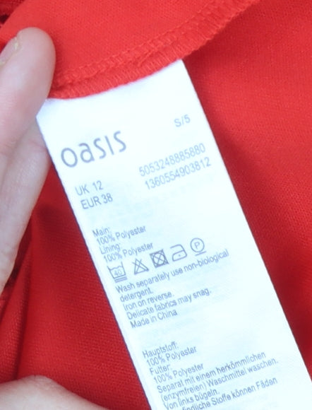 Oasis Women's Red Sleeveless High Neck Dress