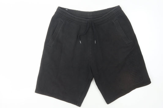 Puma Men's Black Sweat Shorts, Size L, Gym Wear