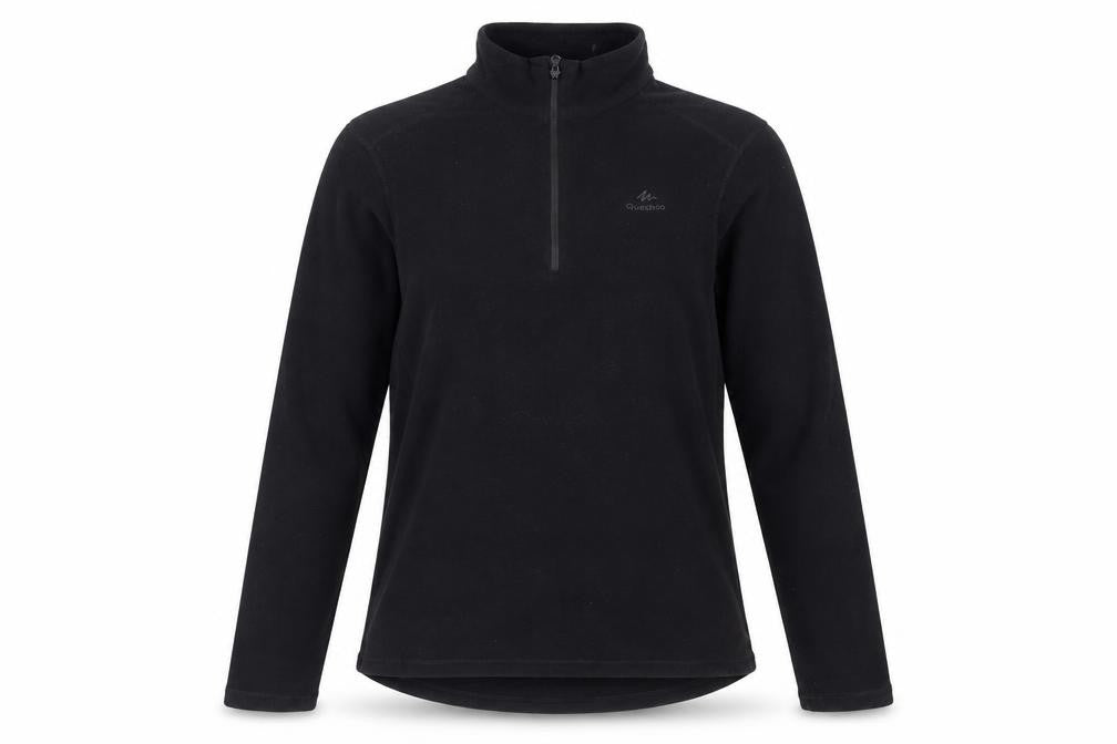 Quechua Black XS Unisex Zip Fleece Sweatshirt