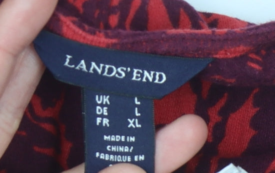 Lands' End Women's Red Floral Dress Size L