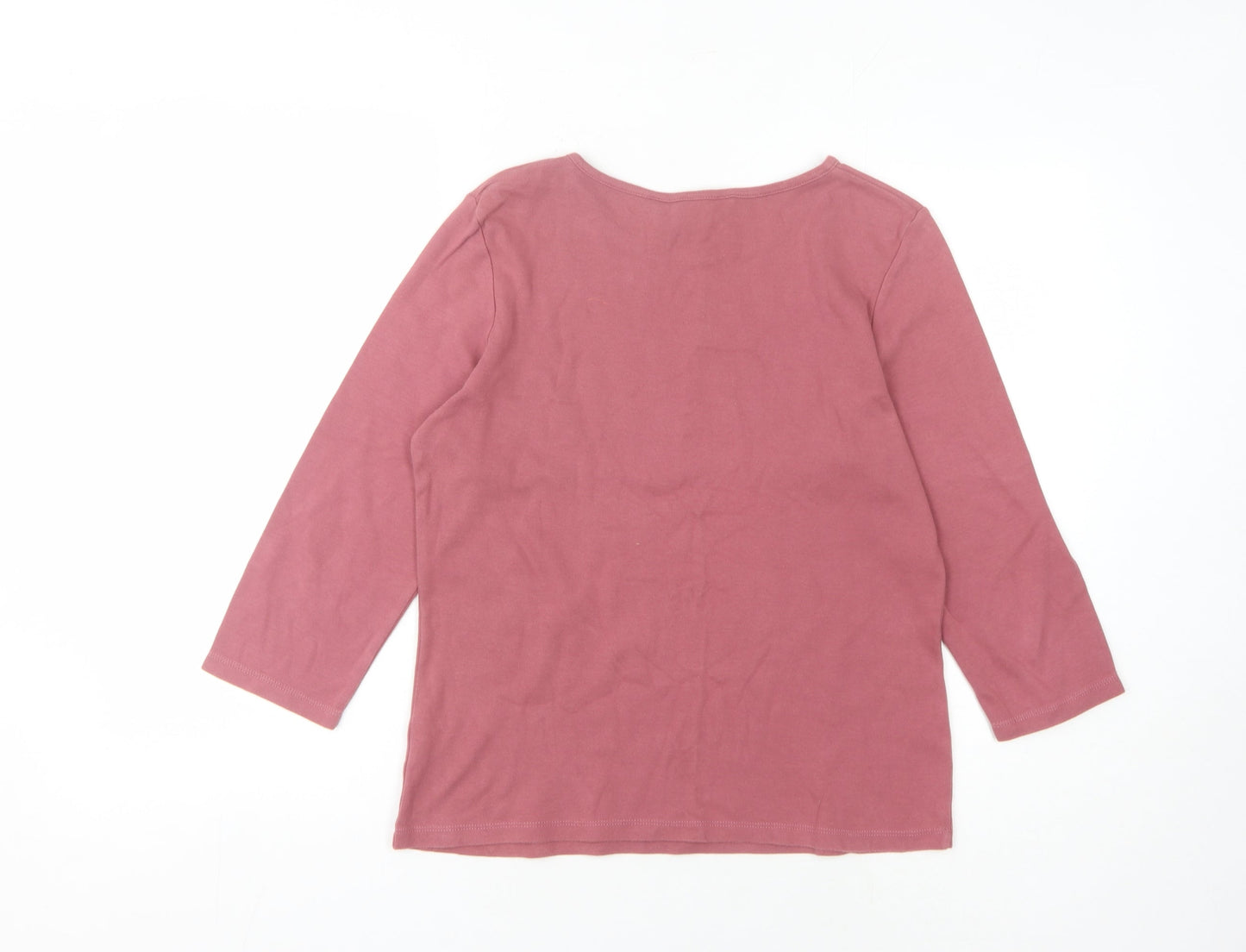 BHS Women's Pink Embroidered 3/4 Sleeve T-Shirt Size 14