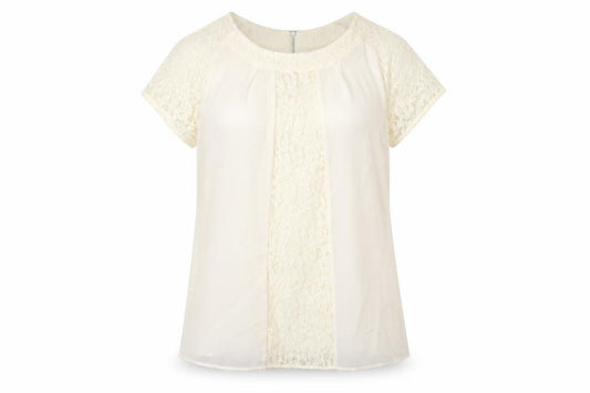 Boden Women's Ivory Lace Blouse Size 14 Short Sleeve