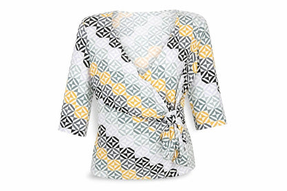 Front view of Principles Women's Multicoloured Wrap Blouse, size 14