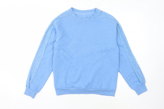Marks and Spencer Women's Blue Lace Sweatshirt, Size 8