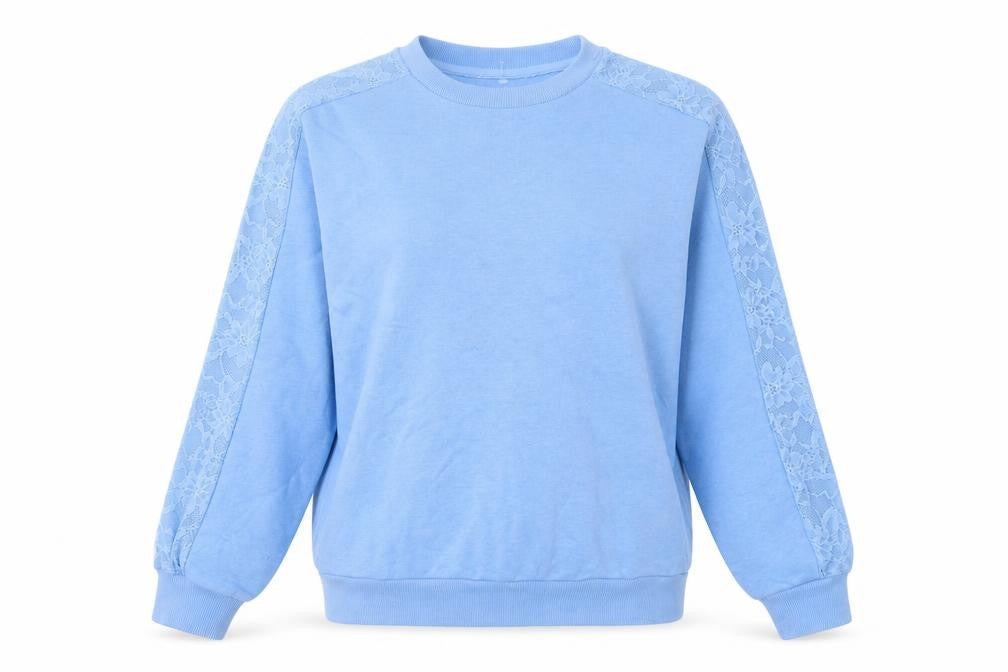 Marks & Spencer Women's Blue Lace Sweatshirt, Size 8