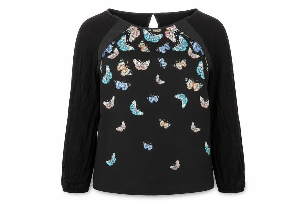 Oasis Women's Black Butterfly Blouse, Size S