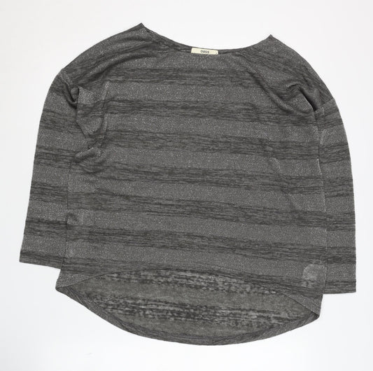 Oasis Women's Grey Striped Pullover Jumper S
