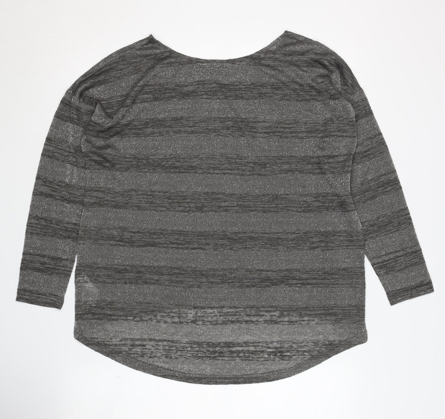 Oasis Women's Grey Striped Pullover Jumper S